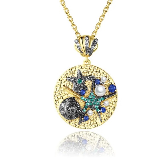 Multi Color Starfish Medallion Necklace - Picture 1 of 4